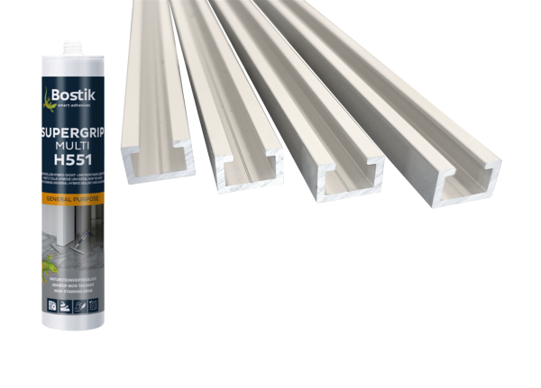 4x M8 C-Profil 1m inklusive Kleber