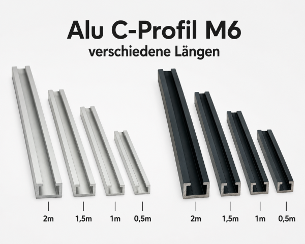 M6 C-Profil Aluminium verschiedene Längen und Farben