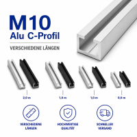 M10 C-Profil Aluminium verschiedene Längen und Farben